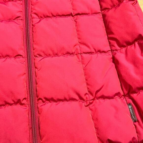 Vintage Moncler Long Down Puffer Jacket Coat Womens Size 2 Quilted Red Insulated - Picture 10 of 11
